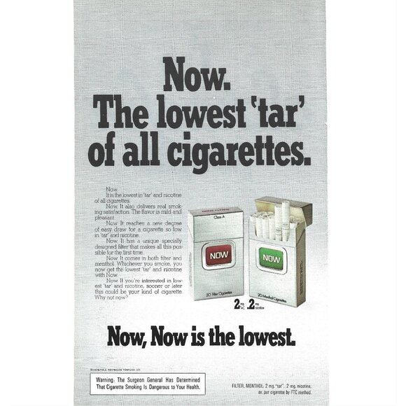 Now Lowest Tar Cigarette Ad 1970s Vintage Print Ad 9 inch - Picture 4 of 4